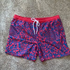 Red and Blue Floral Men's Swim Shorts